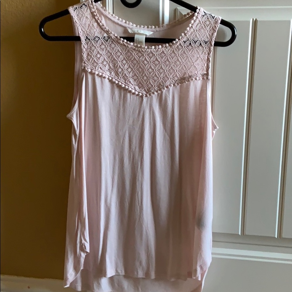 pink cotton and lace top from h&m